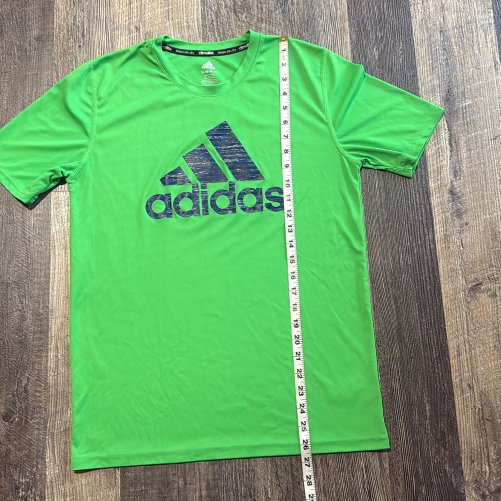 ADIDAS Climalite Youth XL Neon Green Boys Shirt Performance Quick Dry Athletic - Picture 5 of 9